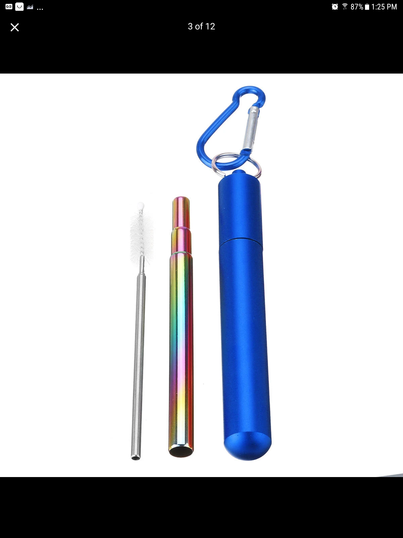 Collapsible Reusable Straw Portable Stainless Steel Telescopic Drinking w/Brush Collapsible Reusable Straw Portable Stainless Steel Telescopic Drinking w/Brush